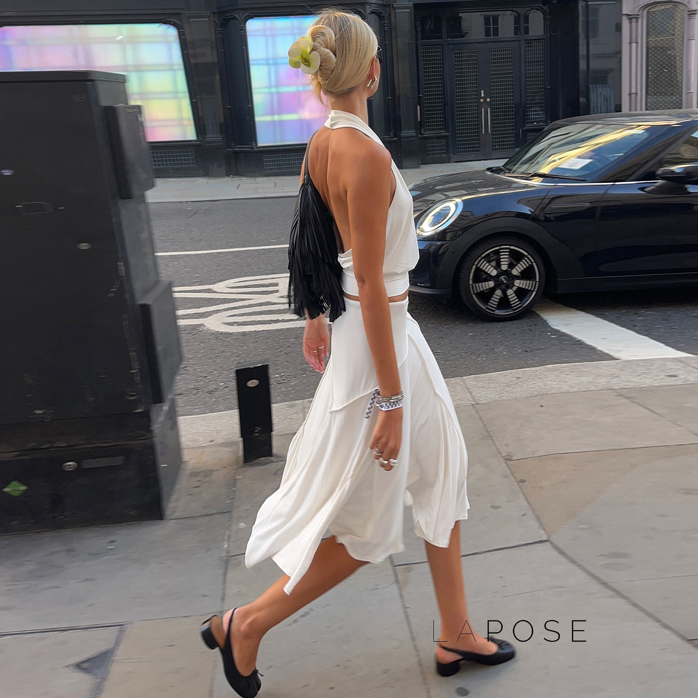 Tristan White Asymmetric Maxi Skirt