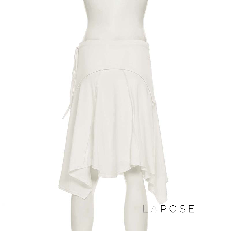 Tristan White Asymmetric Maxi Skirt