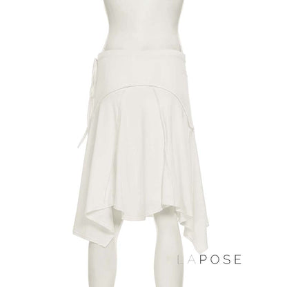 Tristan White Asymmetric Maxi Skirt