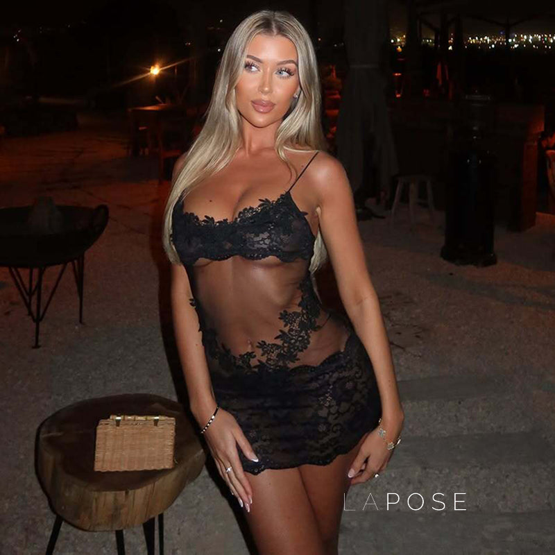 Whitleigh Lace Mesh Mini Dress