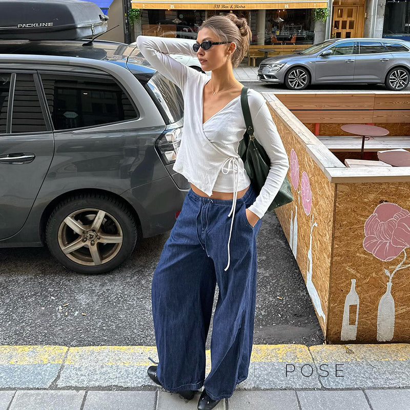 Zamara Faux Denim Wide-leg Pants