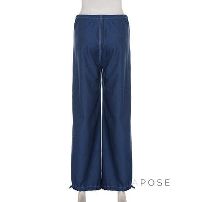 Zamara Faux Denim Wide-leg Pants