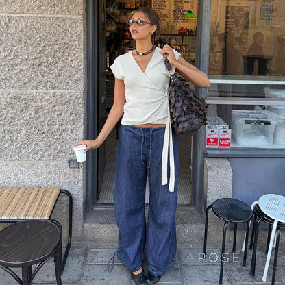 Zamara Faux Denim Wide-leg Pants