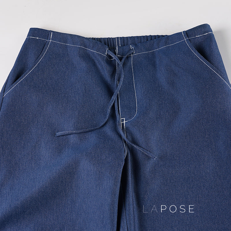 Zamara Faux Denim Wide-leg Pants
