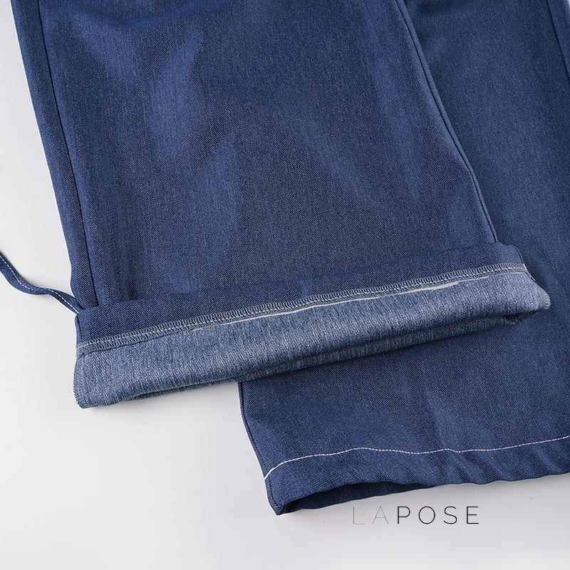 Zamara Faux Denim Wide-leg Pants