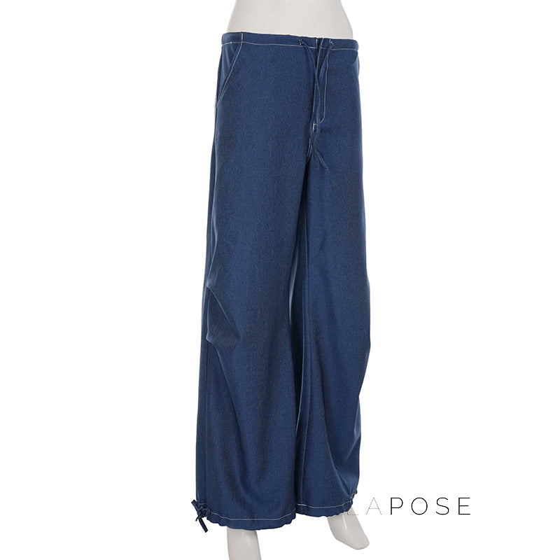 Zamara Faux Denim Wide-leg Pants