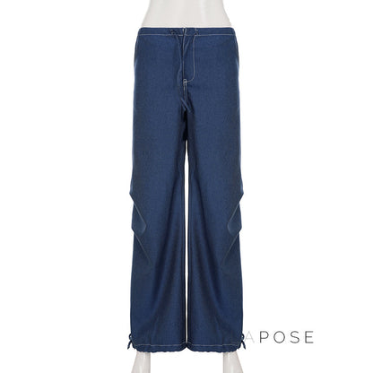 Zamara Faux Denim Wide-leg Pants