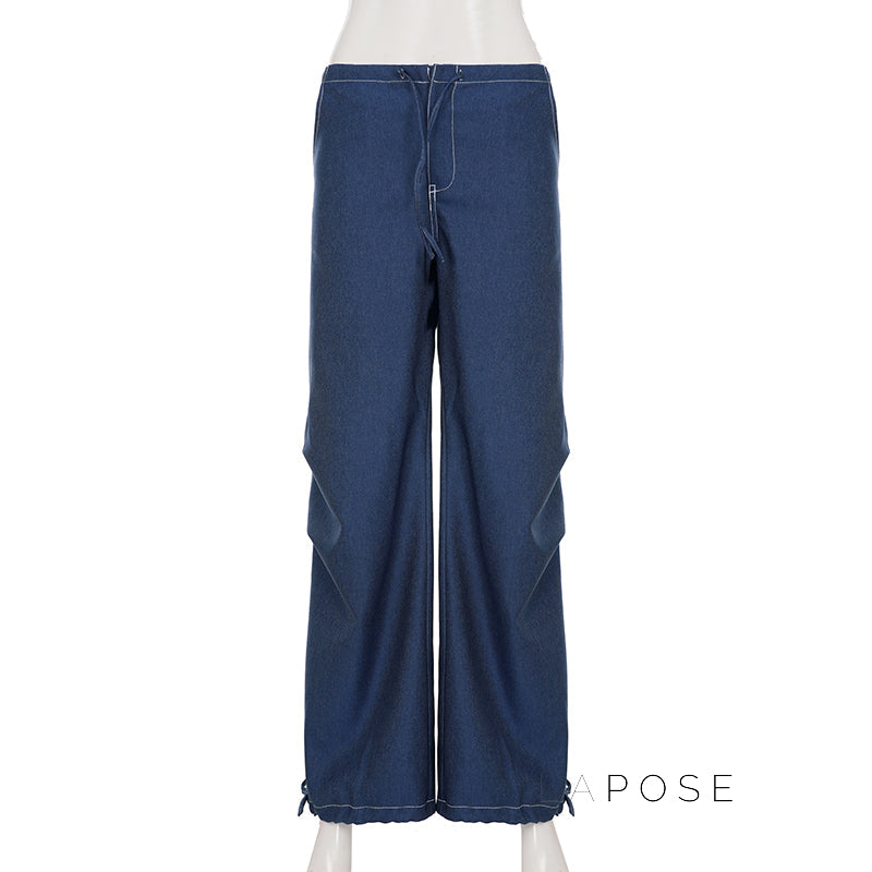 Zamara Faux Denim Wide-leg Pants
