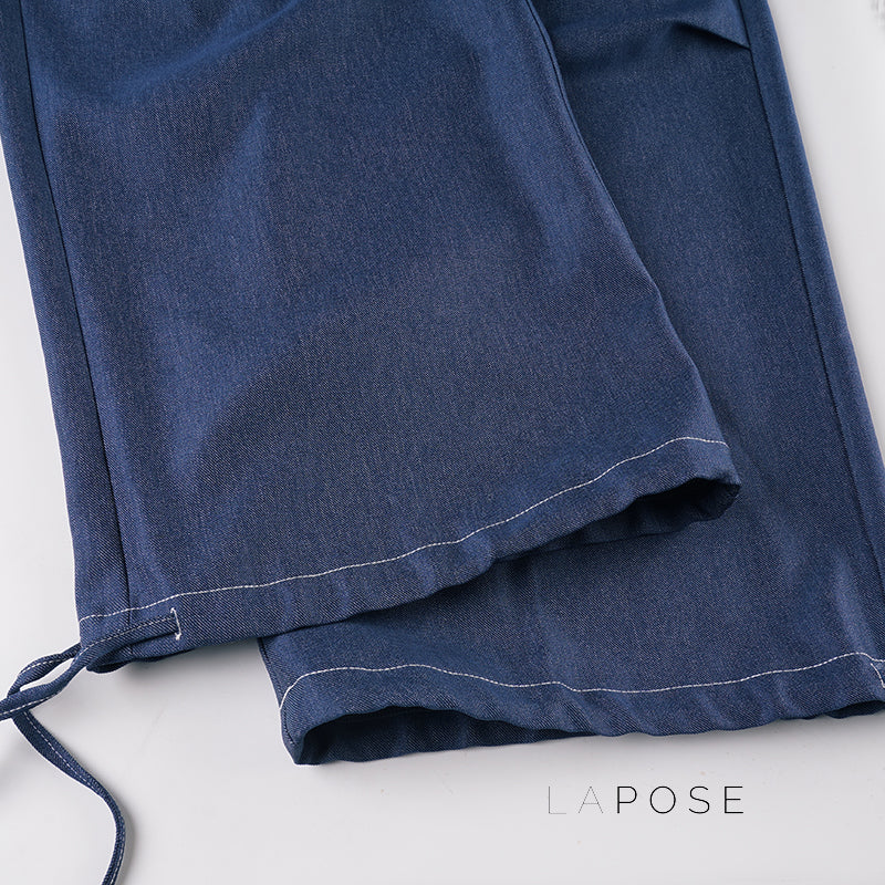 Zamara Faux Denim Wide-leg Pants