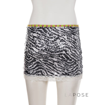 Zaylie Sequin Zebra Mini Skirt