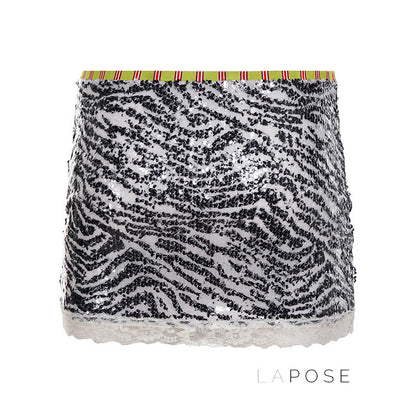Zaylie Sequin Zebra Mini Skirt