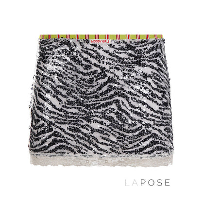 Zaylie Sequin Zebra Mini Skirt