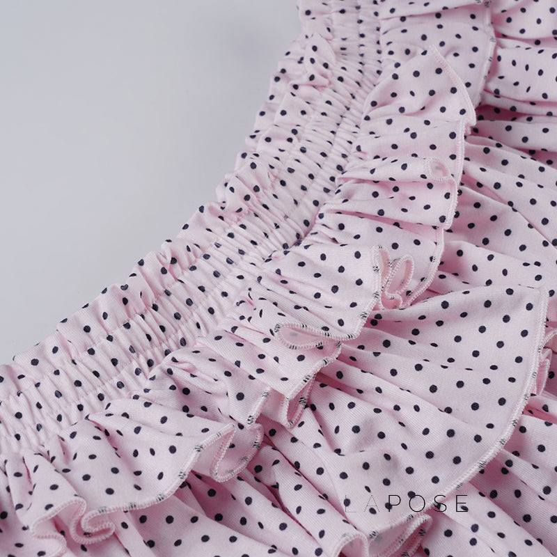 Ziona Polka Dot Ruffle Mini Skirt
