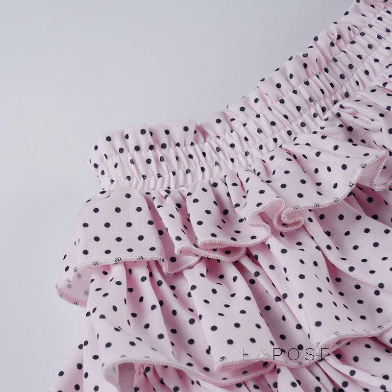 Ziona Polka Dot Ruffle Mini Skirt