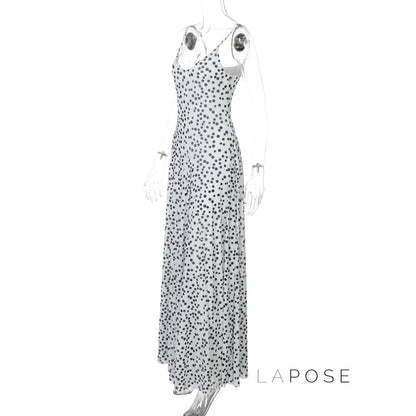 Zulema Polka Dot Mesh Midi Dress