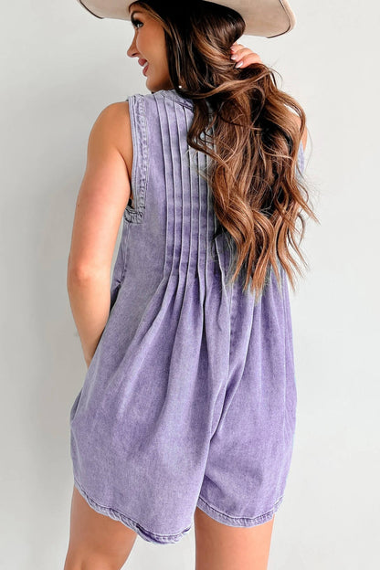 Abbey™ | Light Denim Romper With Tie Closure