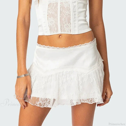 Layered Lace Flowy Ruffle Skirt