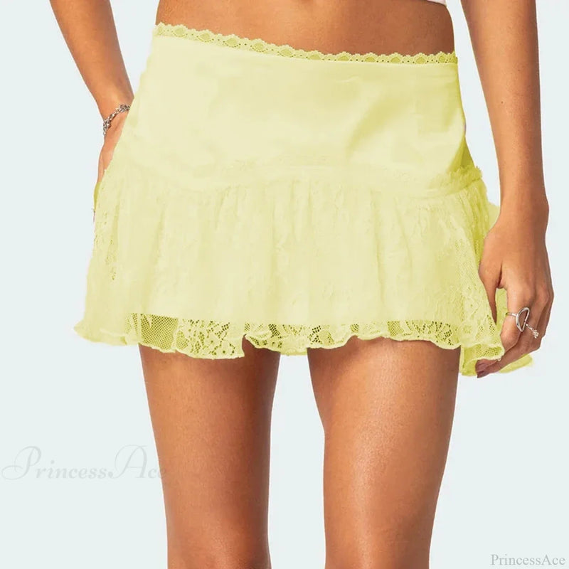 Layered Lace Flowy Ruffle Skirt