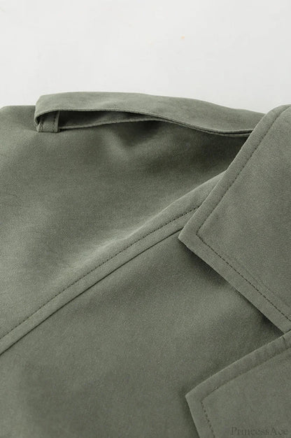Lazy Wide Collar Tie Waist Trench Coat