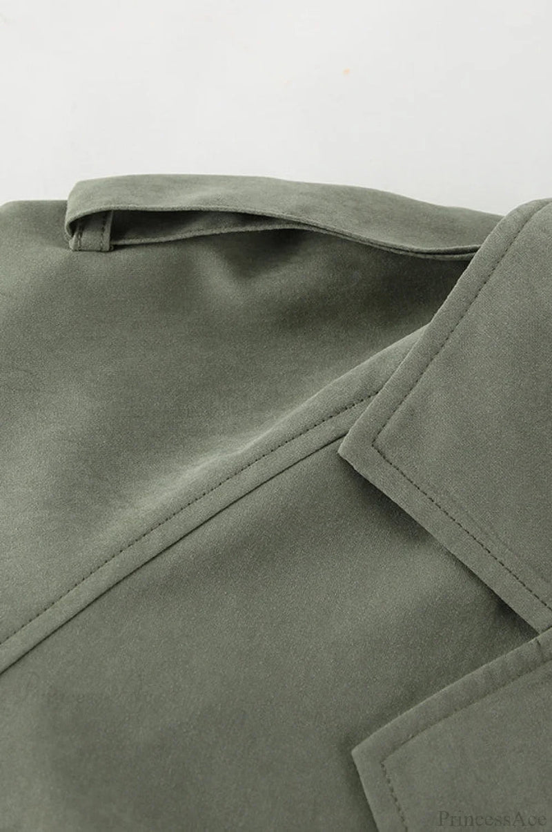 Lazy Wide Collar Tie Waist Trench Coat