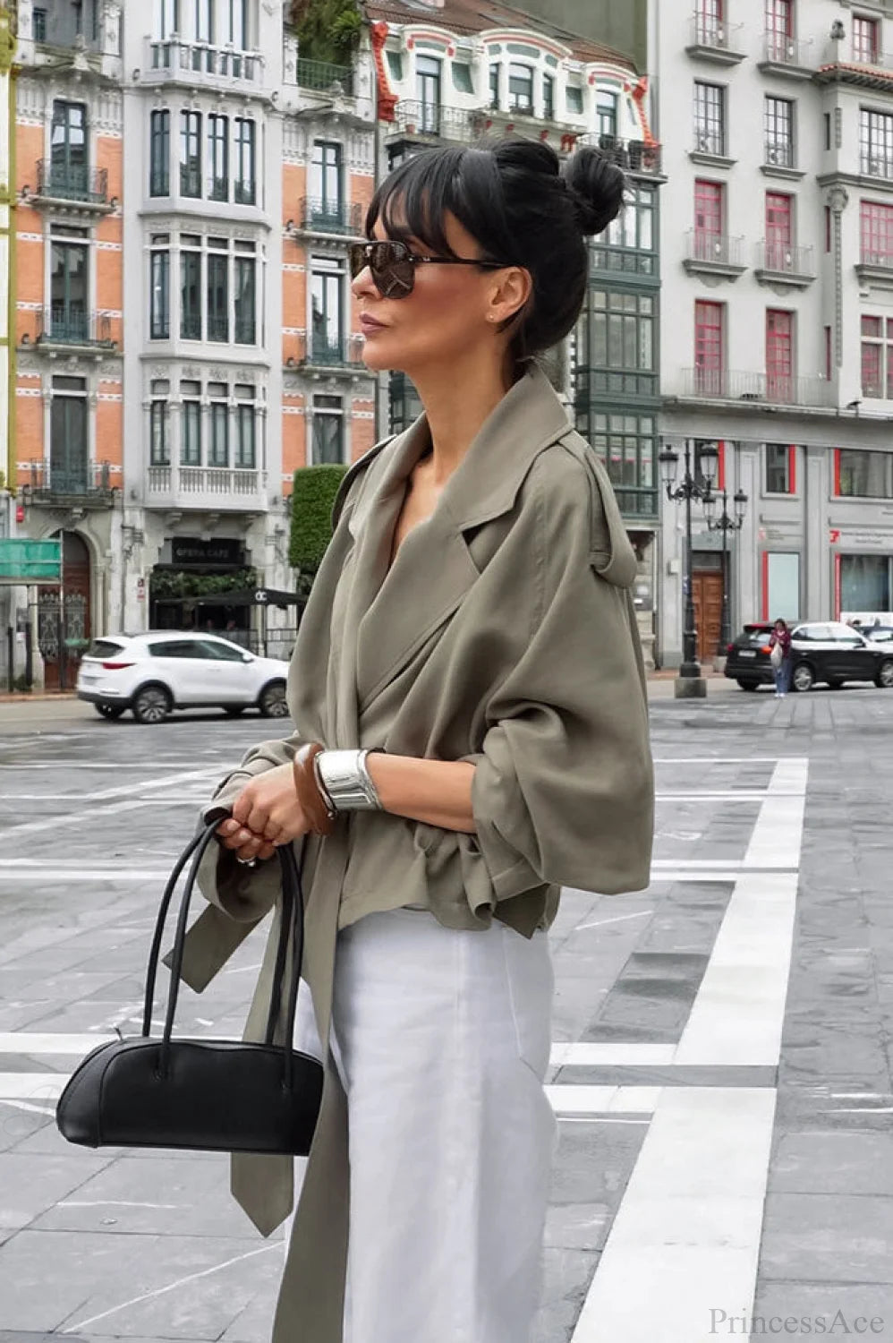 Lazy Wide Collar Tie Waist Trench Coat