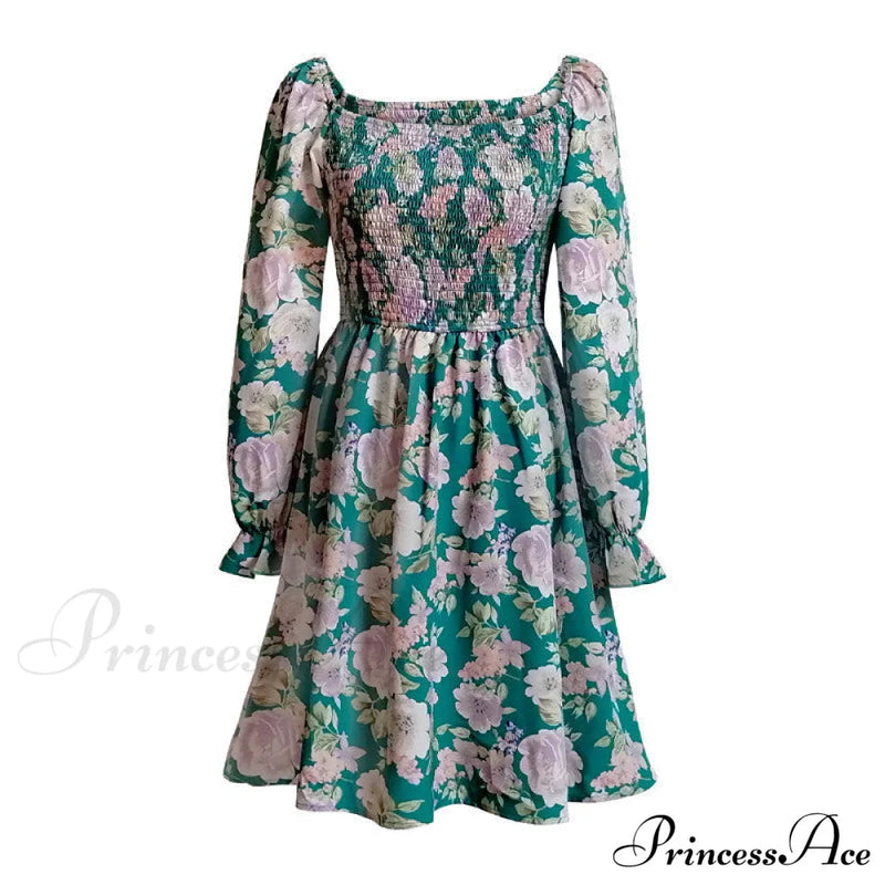 Leaf Print Sleeveless Midi Dress