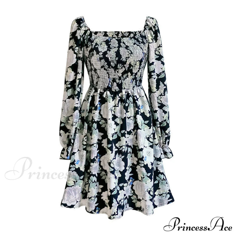 Leaf Print Sleeveless Midi Dress