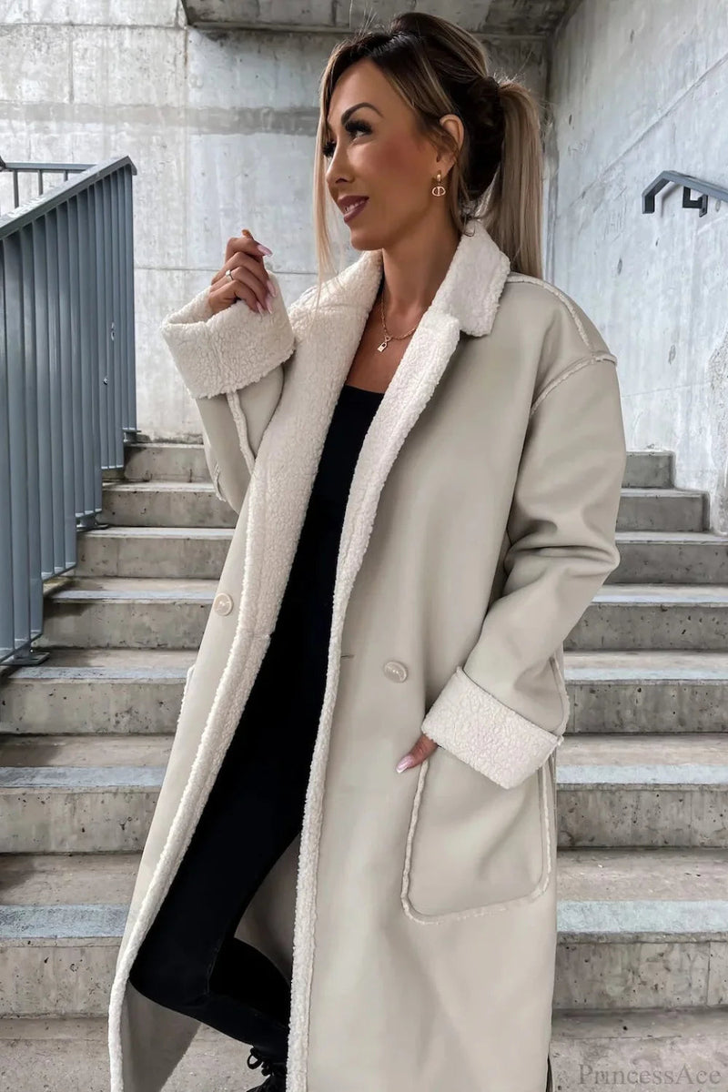 Leather Thickened Trench-inspired Relaxed Tie Waist Overcoat