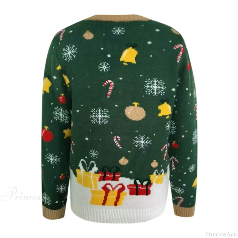 Led Light Autumn Winter Santa Jacquard Round Neck Retro Christmas Sweater