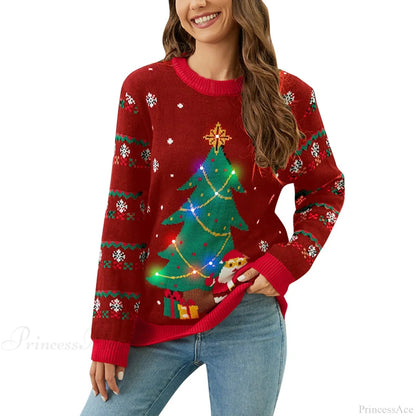 Led Light Christmas Round Neck Christmas Sweater