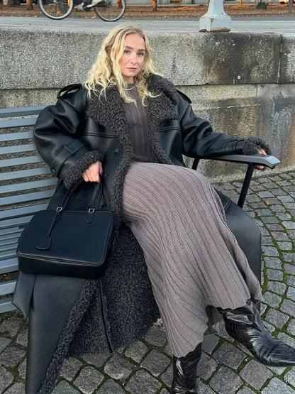 Leopard Faux Mink Fur Winter Overcoat