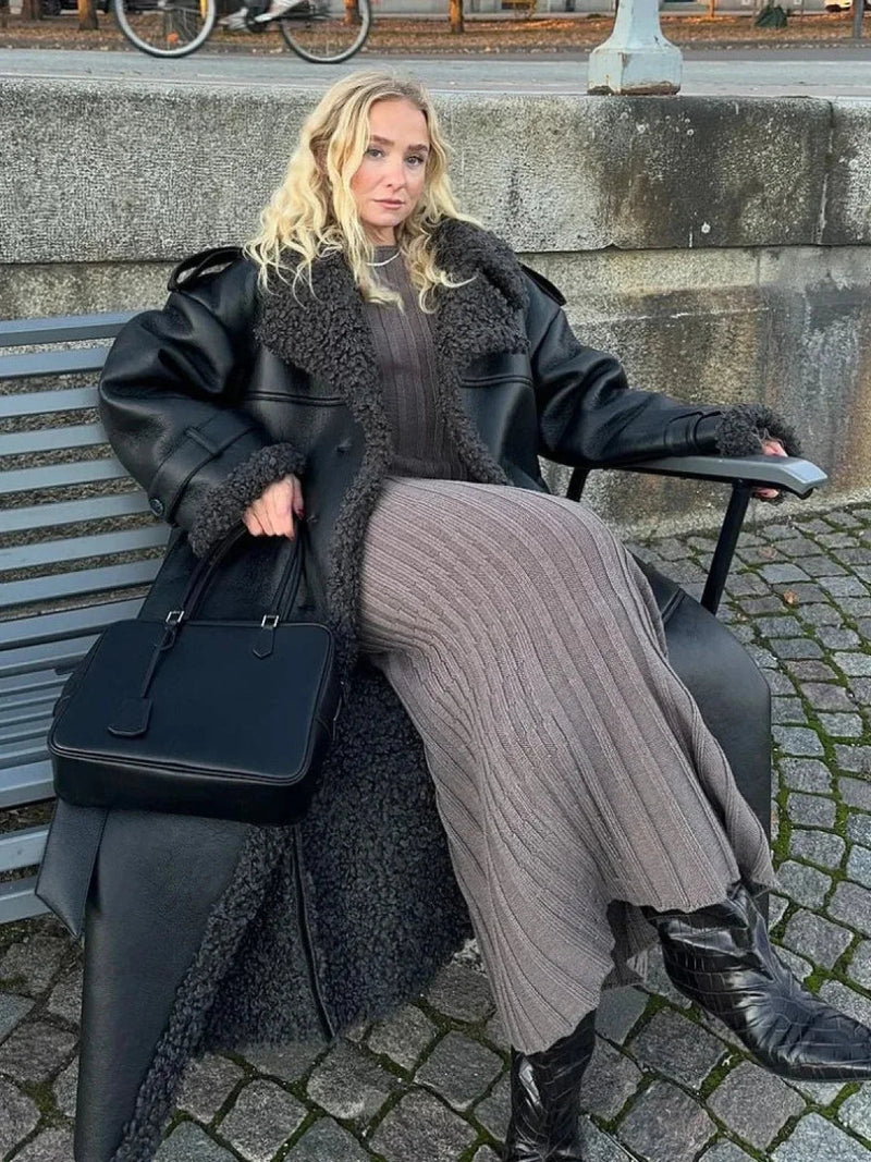 Leopard Faux Mink Fur Winter Overcoat