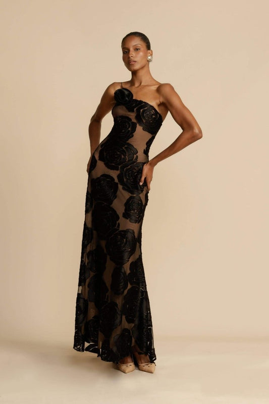 Lindsay Printed One Shoulder Maxi Dress