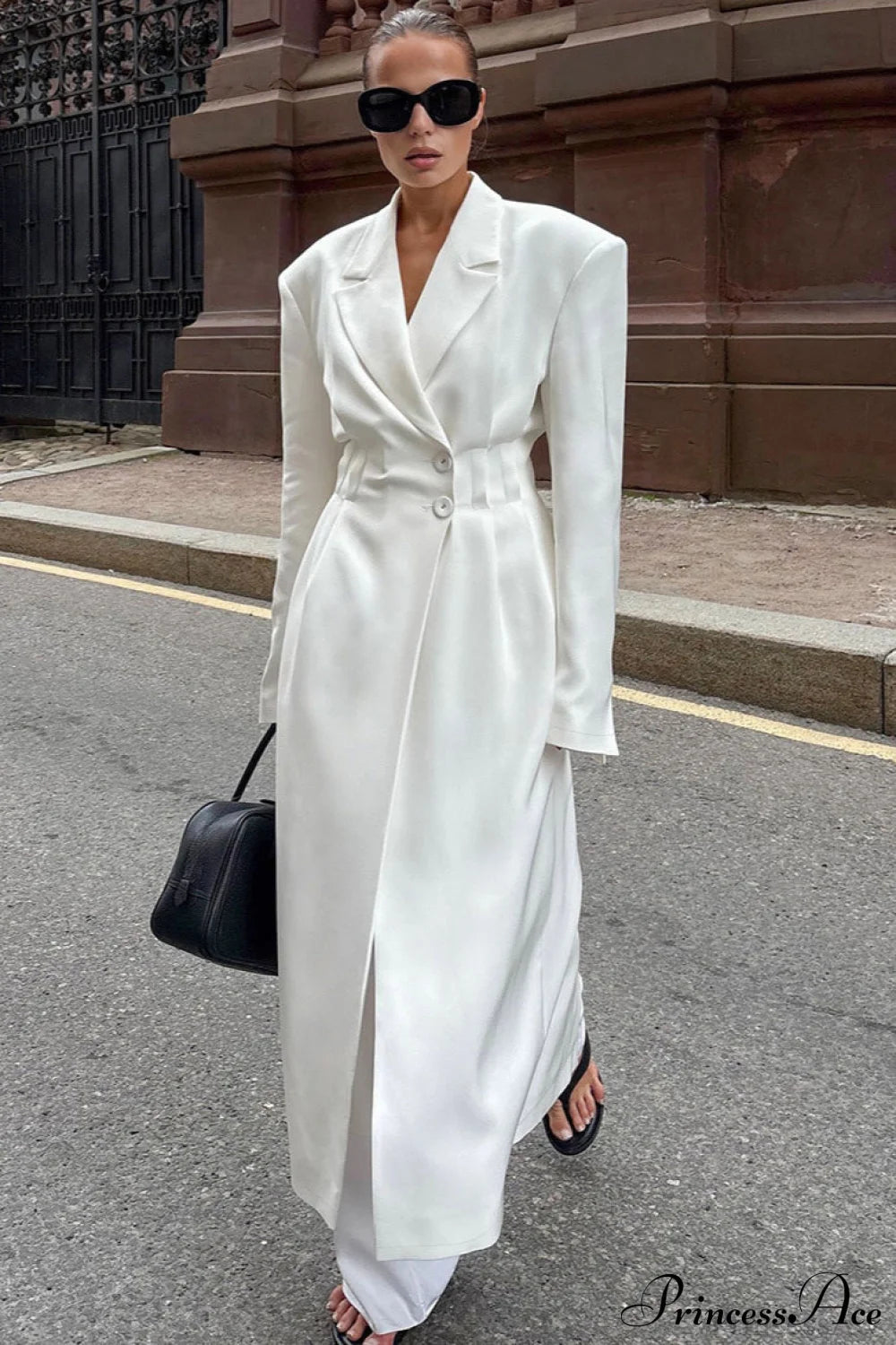 Long Sleeve Fitted Waist Long Overcoat