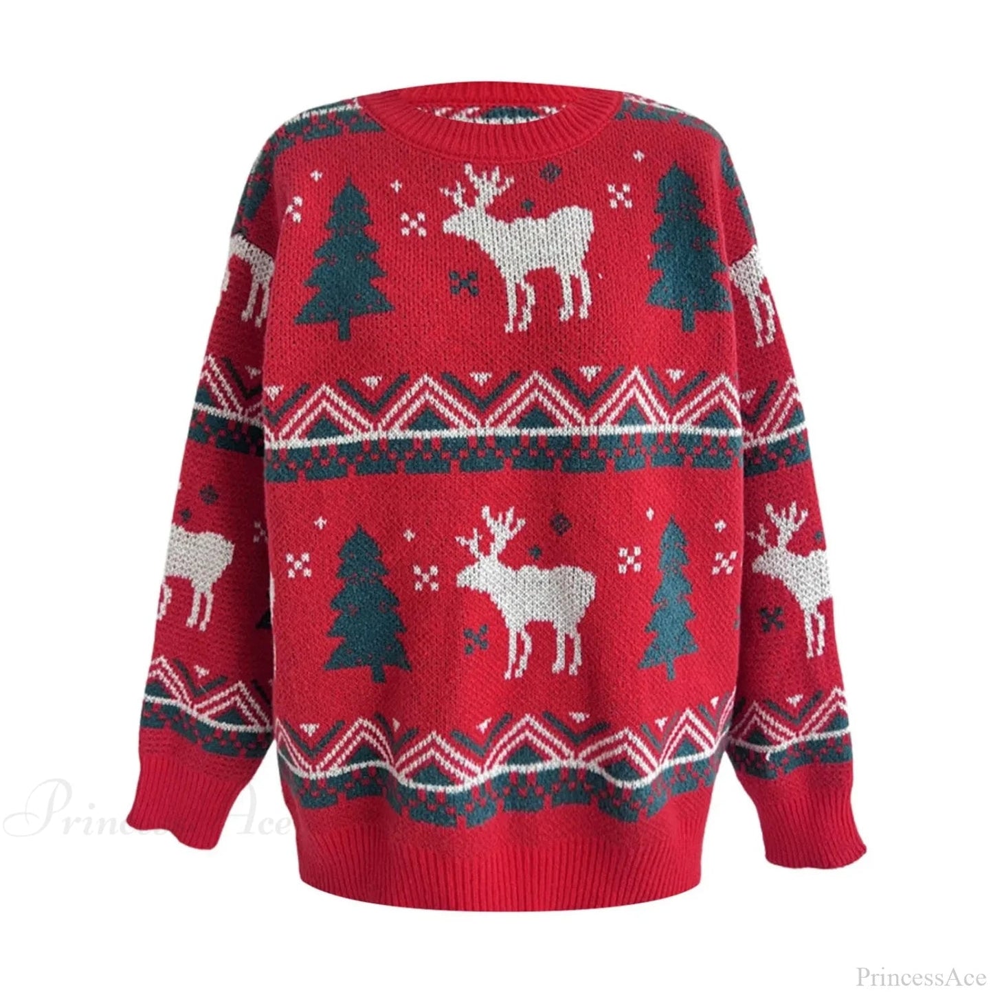 Loose-fit Thickened Red Winter Style Knitted Pullover Christmas Sweater