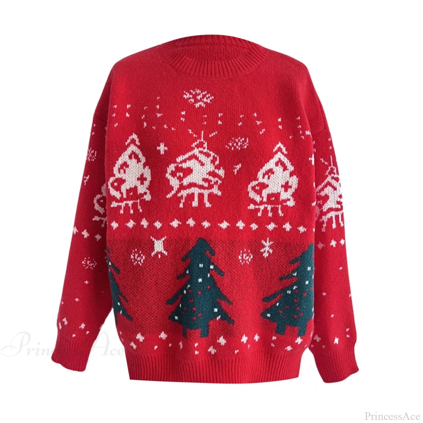 Loose-fit Thickened Red Winter Style Knitted Pullover Christmas Sweater