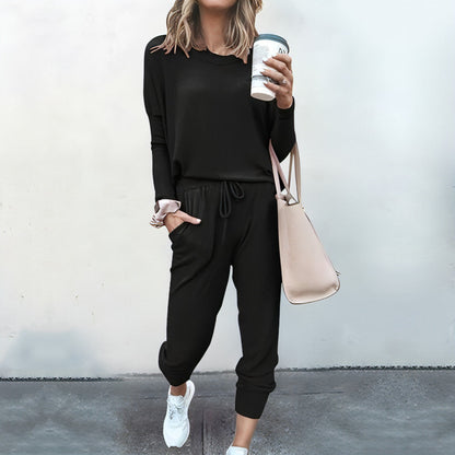 Loose Long Sleeve Top Shirt and Pants Two Piece Set