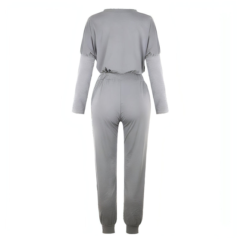 Loose Long Sleeve Top Shirt and Pants Two Piece Set