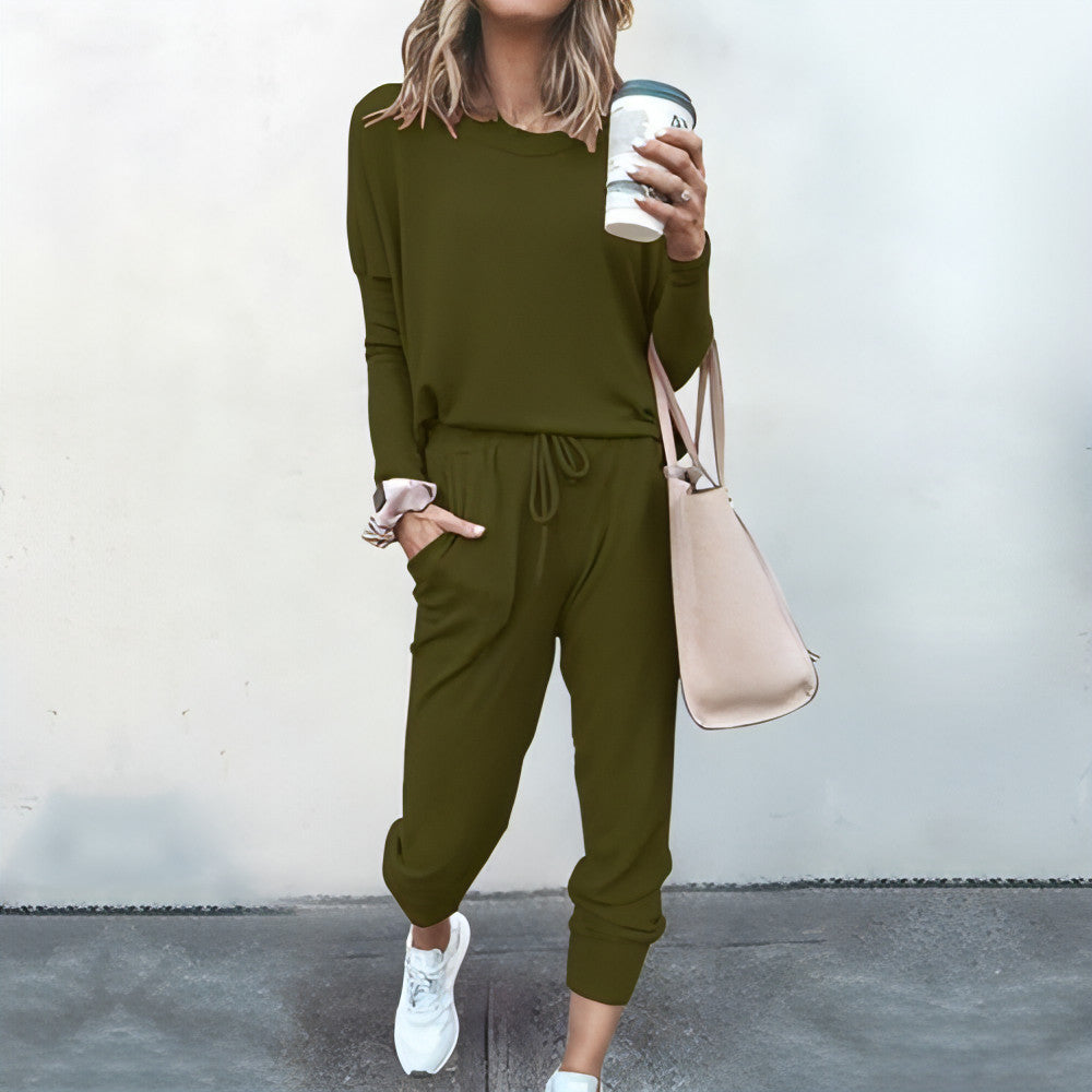 Loose Long Sleeve Top Shirt and Pants Two Piece Set