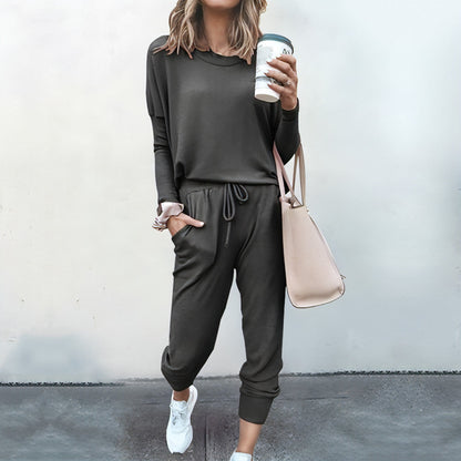 Loose Long Sleeve Top Shirt and Pants Two Piece Set