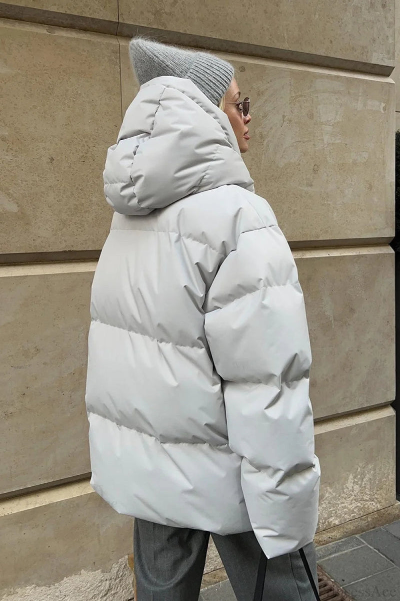 Loose Minimalist Hooded Cotton Coat