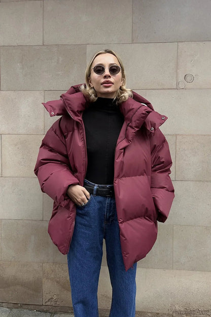 Loose Minimalist Hooded Cotton Coat