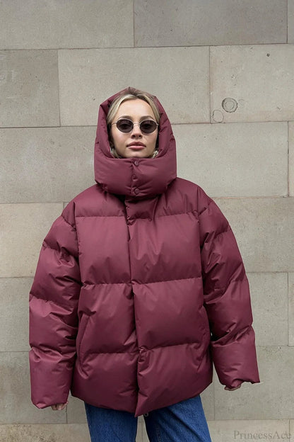 Loose Minimalist Hooded Cotton Coat