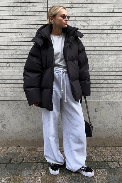 Loose Minimalist Hooded Cotton Coat