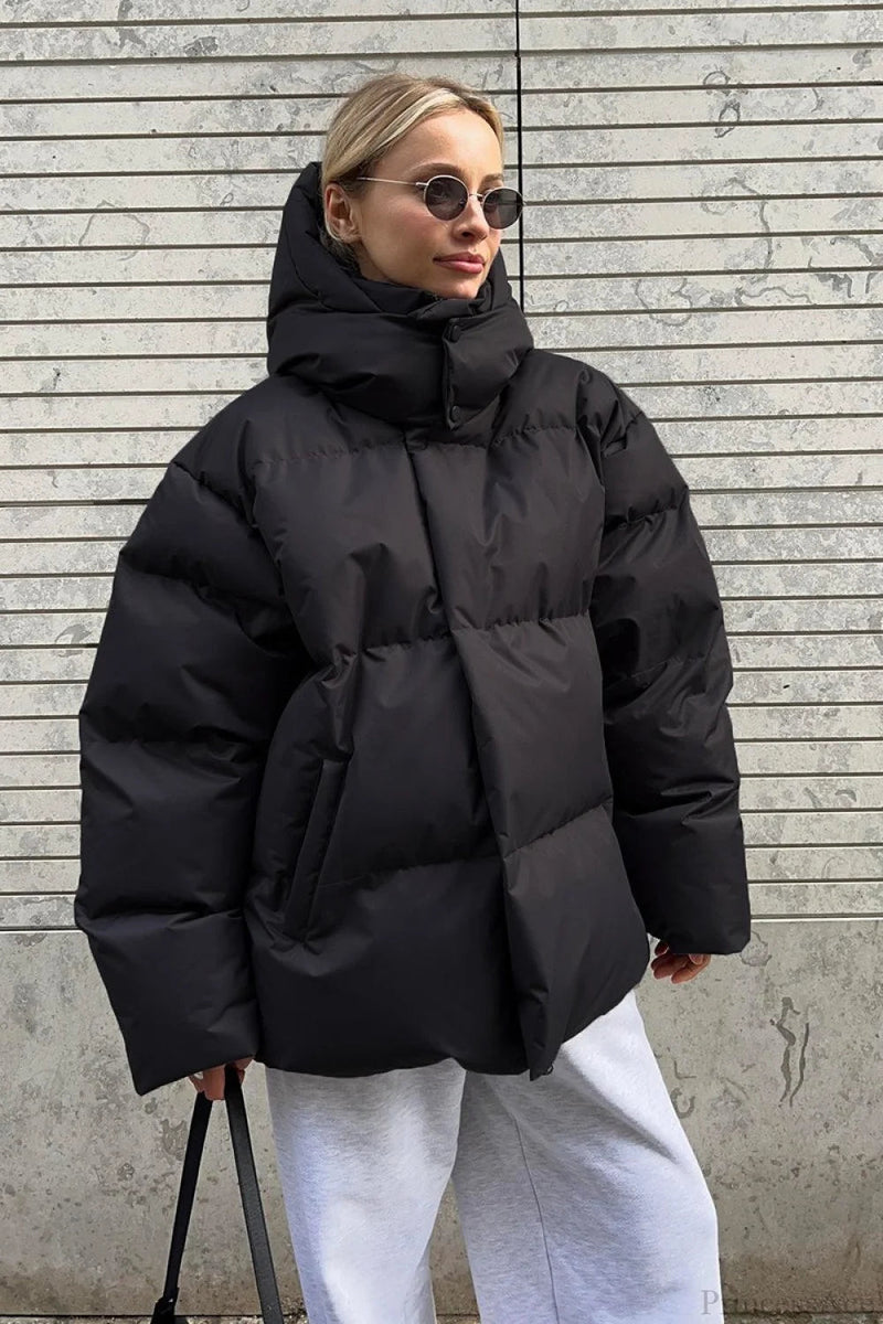Loose Minimalist Hooded Cotton Coat