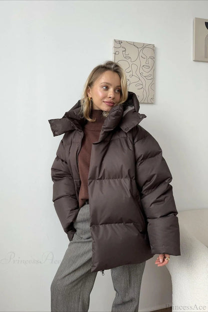 Loose Minimalist Hooded Cotton Coat
