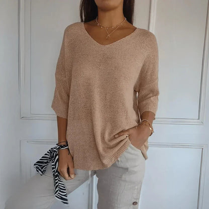 Maddie - Relaxed V-neck Sweater