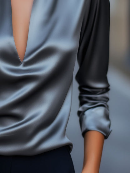 Bethany | ’s Spring V-neck Satin Blouse