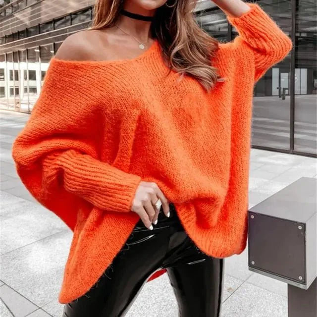 V-neck Strapless Knitwear Sweater