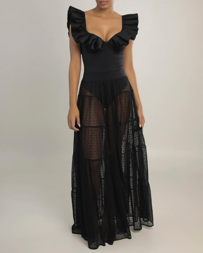 Ruffled Swimsuit and Skirt